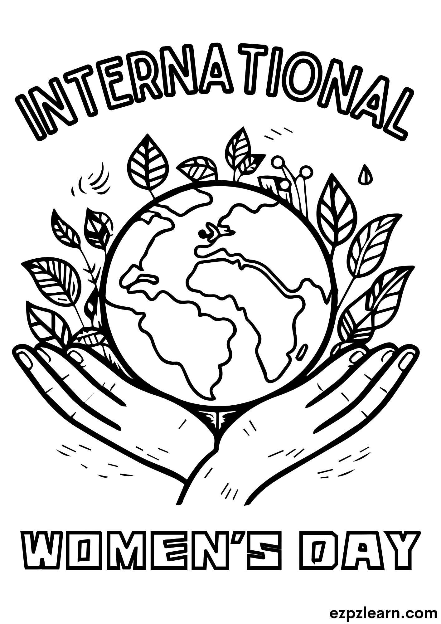 International Women's Day Coloring Activity Hand Holding a Globe pdf